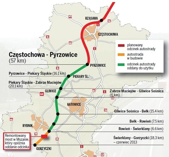 Kolejne odcinki autostrady A1 w woj. śląskim