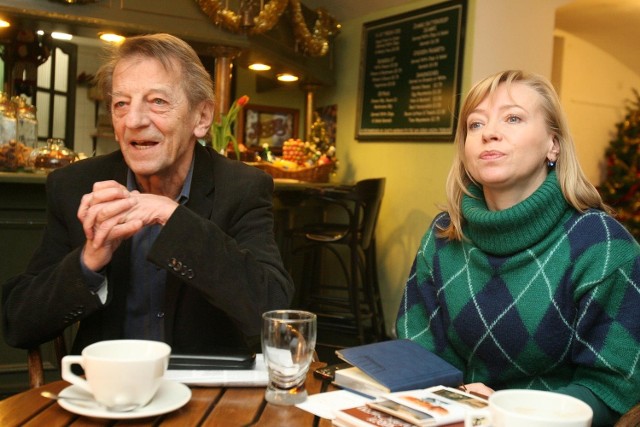 Stanisław Radwan i jego żona, Dorota Segda, podczas wizyty w Łodzi.