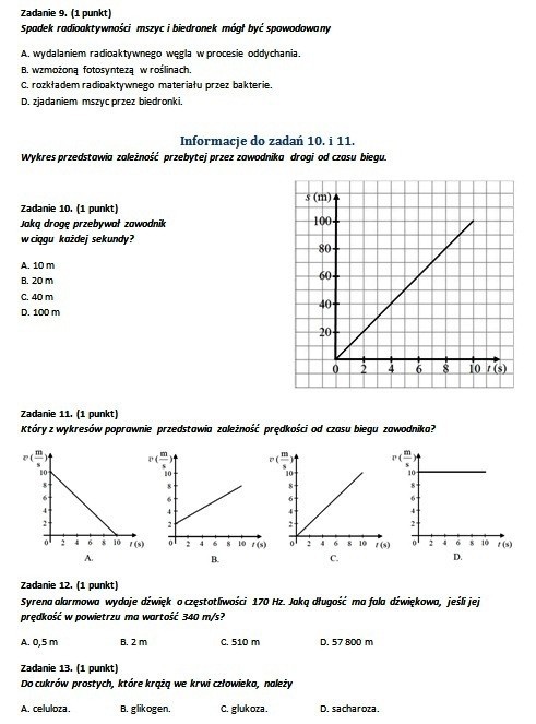 Egzamin gimnazjalny 2012: Test z przedmiotów przyrodniczych - przykład