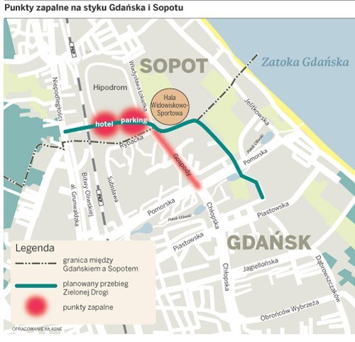 Punkty zapalne na styku Gdańska i Sopotu