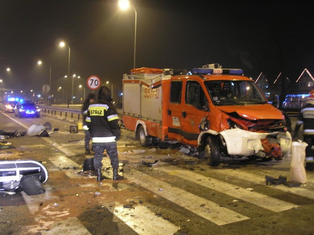 Wypadek wozu strażackiego w Wejherowie
