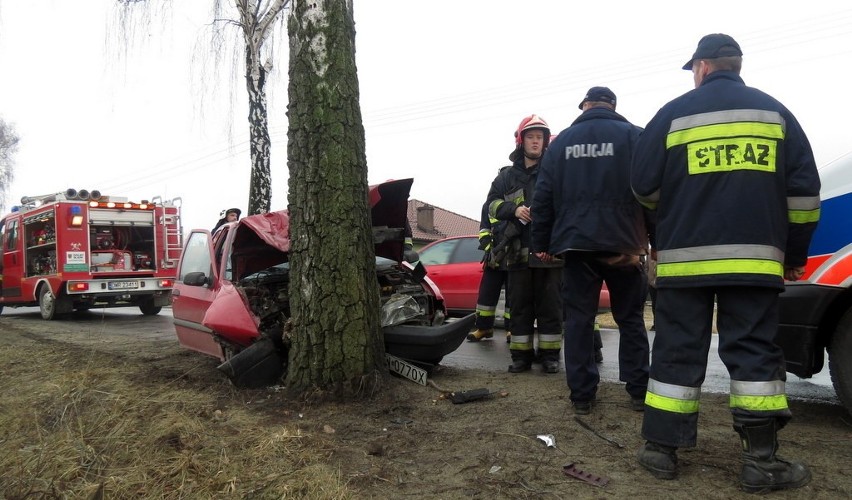 Droga Wrocław- Jelcz-Laskowice: 26-latek wjechał w drzewo (ZDJĘCIA)