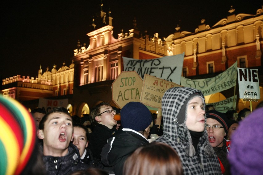 Kraków. Protest przeciw ACTA