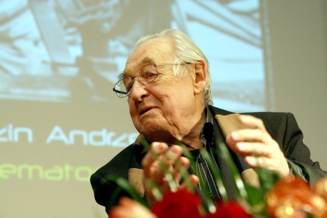 Andrzej Wajda w Muzeum Kinematografii w Łodzi.