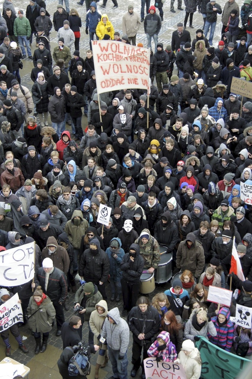 Protest przeciwko ACTA w Lublinie (ZDJĘCIA, WIDEO)