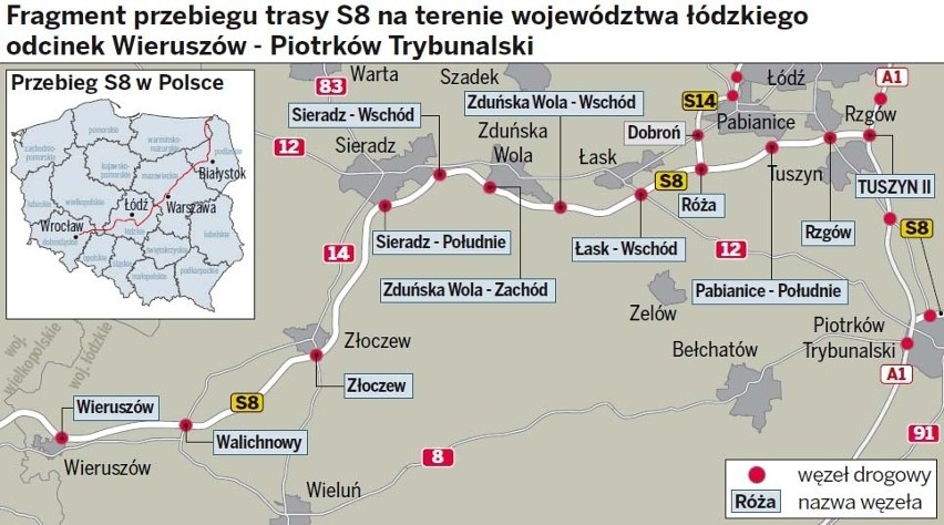 Szybkie tempo budowy drogi S8 w Łódzkiem [ZDJĘCIA] [MAPA]