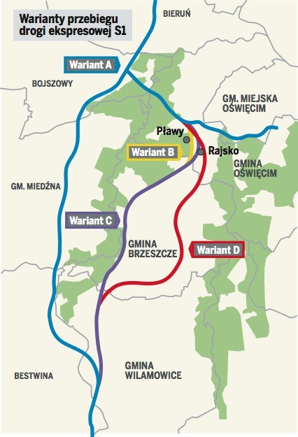 Trasa S1 poróżniła wsie Pławy i Rajsko [MAPA]
