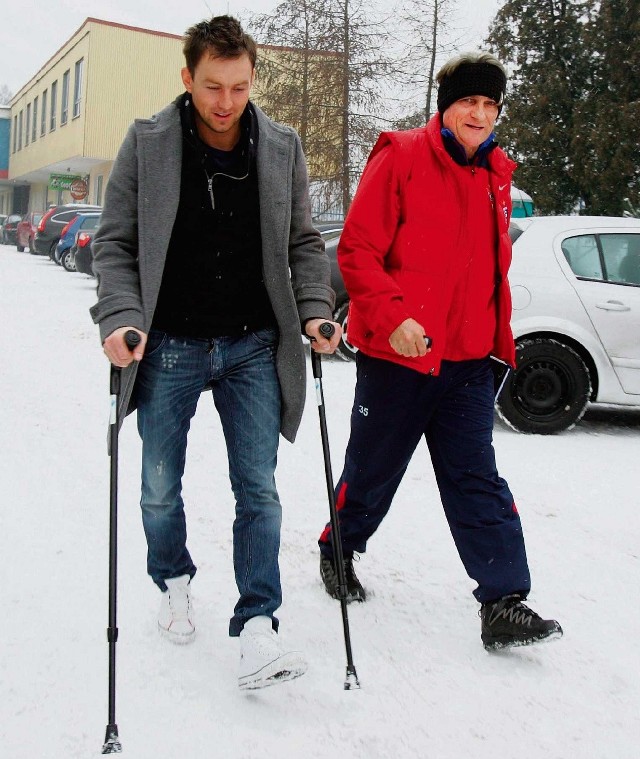 Trener Adam Nawałka i rekonwalescent  Damian Gorawski