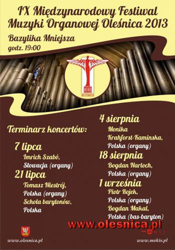 Festiwal Muzyki Organowej w Oleśnicy - plakat