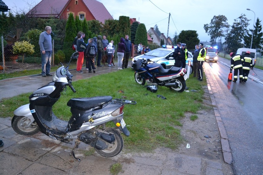 Zderzenie motocyklistów w Miastku na ulicy Słupskiej