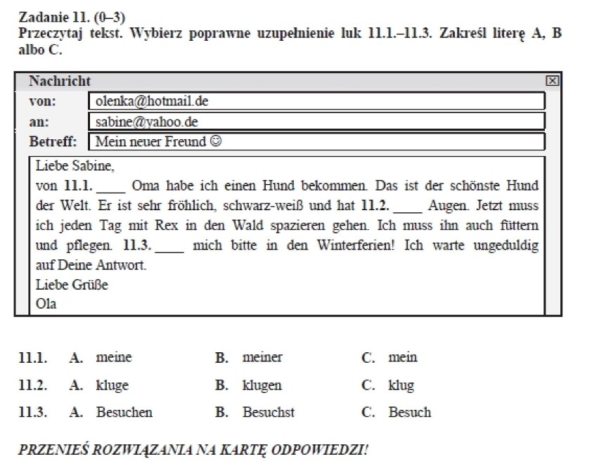 PRÓBNY EGZAMIN GIMNAZJALNY JĘZYK NIEMIECKI