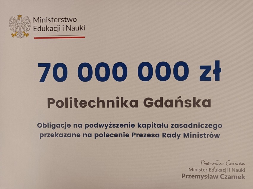 Ponad 76 mln zł rządowych pieniędzy dla PG. Przeznaczą je na infrastrukturę, współpracę z MW i integrację działań trójmiejskich uczelni