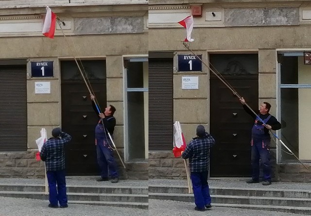 Z budynków administrowanych przez wałbrzyski MZB flagi Polski zaczęto ściągać już w poniedziałek (6 maja)