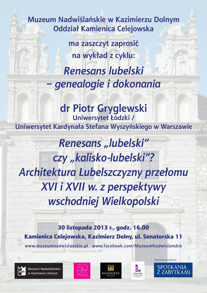 Muzeum Nadwiślańskie w Kazimierzu Dolnym – program na listopad 2013