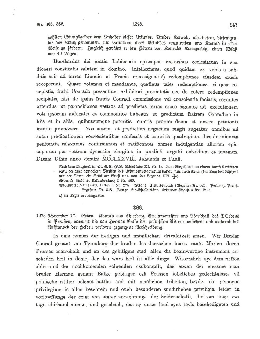 2.      Preussische Urkundenbuch […] z 1909 r., dokument nr 366, s.247.