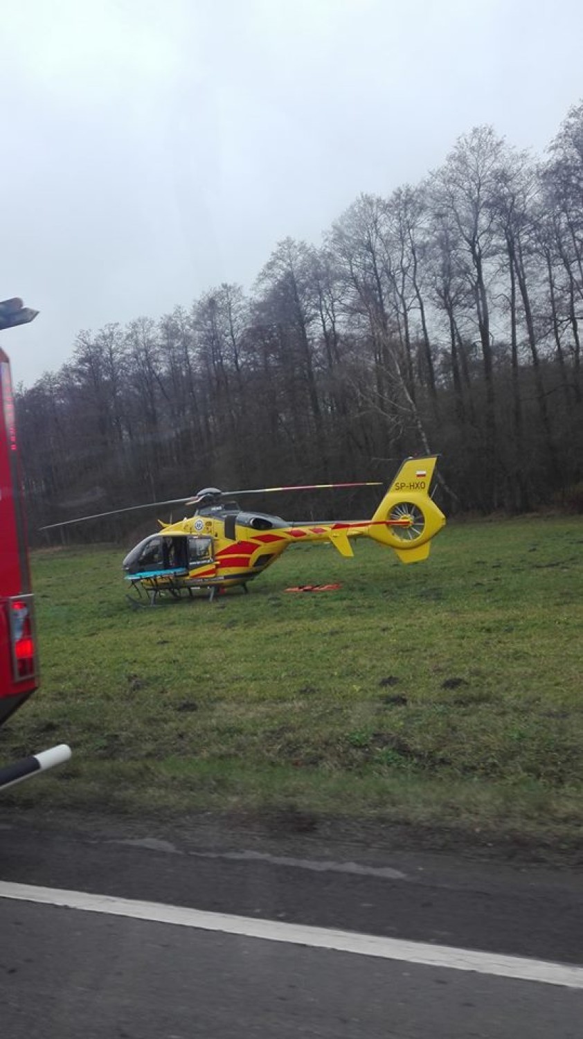 Wypadek na drodze krajowej nr 48 koło Małoszyc w powiecie opoczyńskim. Samochód dostawczy uderzył w wiadukt kolejowy [ZDJĘCIA]