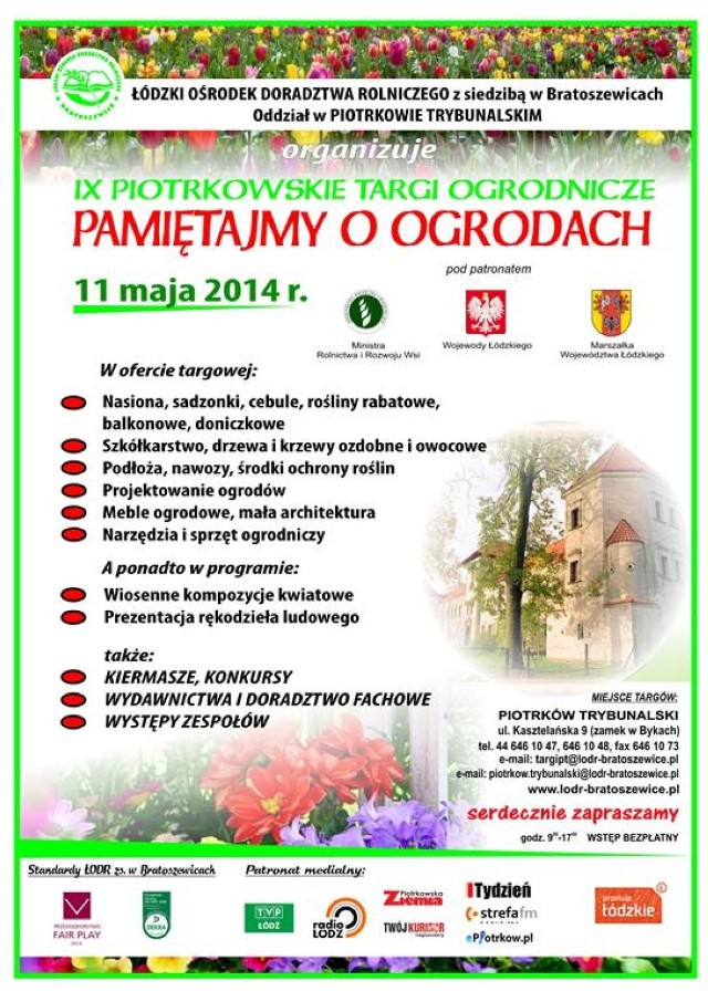 Piotrkowskie Targi Ogrodnicze 2014 zaplanowano na 11 maja
