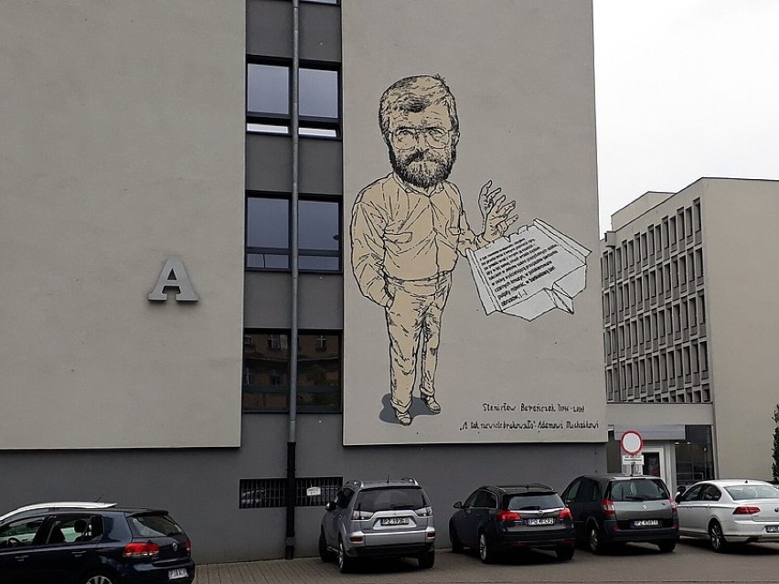 Mural na ścianie budynku Wydziału Neofilologii UAM w Poznaniu