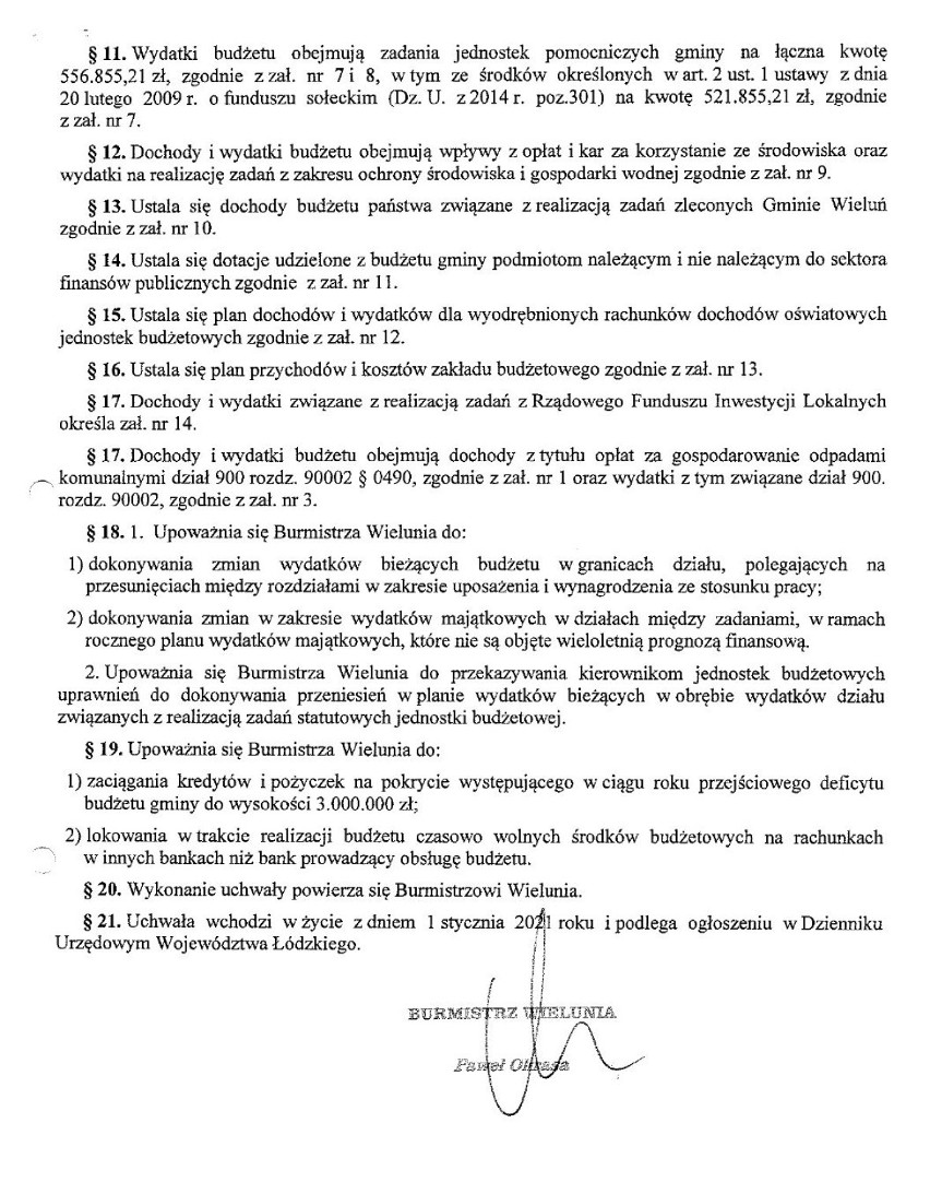 Budżet Wielunia na 2021 r. Rekordowe wydatki i znaczny wzrost zadłużenia. Zobacz TOP 25 inwestycji planowanych przez gminę