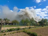 Pożar w prywatnym skansenie w Ruszowicach koło Głogowa. W jednej z drewnianych chat wybuchł ogień