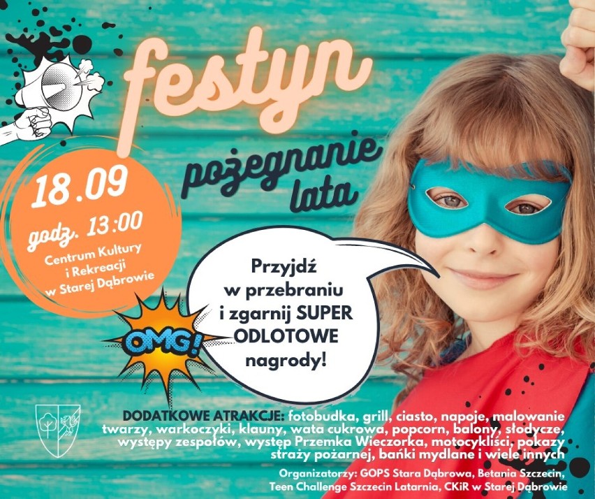 Pełen atrakcji festyn „Pożegnanie lata” w Starej Dąbrowie. Zorganizowały go GOPS i CKiR Stara Dąbrowa oraz Fundacja Teen Challenge Latarnia