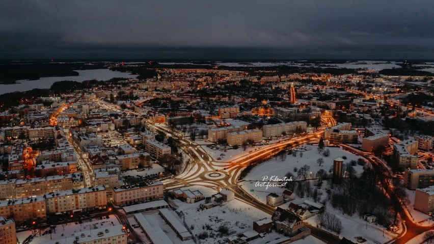 Szczecinek o poranku, czyli zimowe dronowe zdjęcia Piotra Klentaka GALERIA