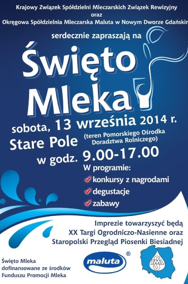 Plakat zapowiadający Święto Mleka OSM Maluta