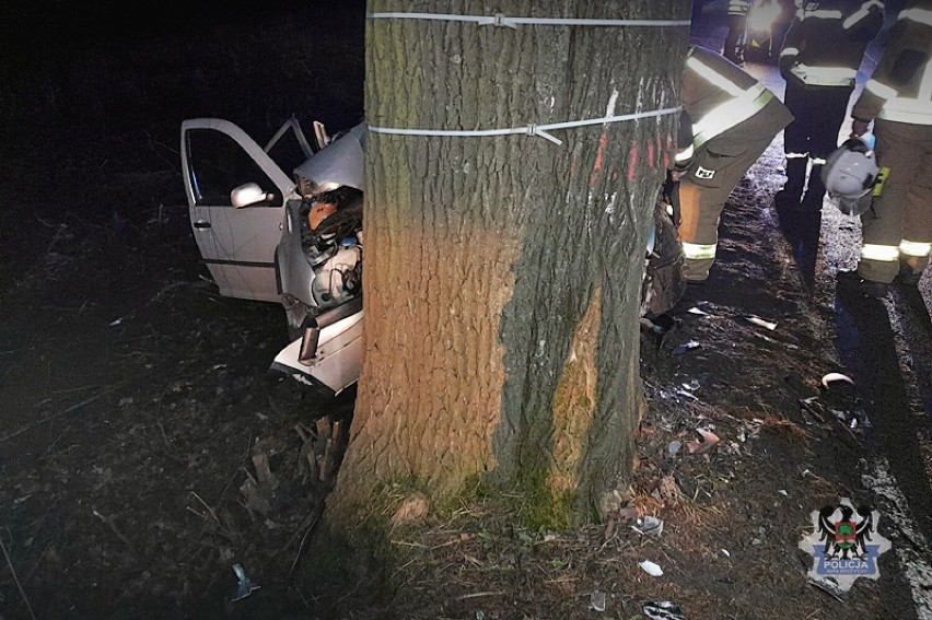 Samochód rozbity na drzewie. Poważny wypadek pomiędzy pod Wałbrzychem - zdjęcia