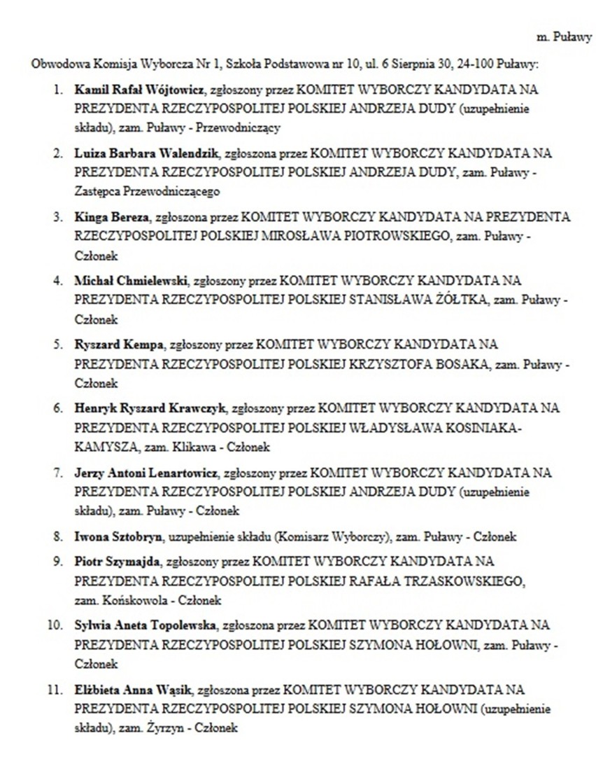 Wybory prezydenckie 2020 w Puławach. Kto zasiądzie w obwodowych komisjach wyborczych? [LISTA]