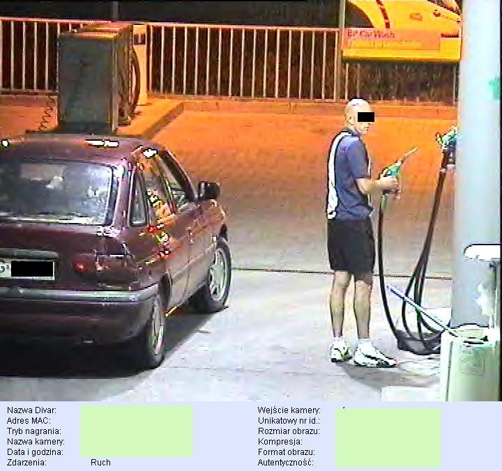 Zdjęcia z kamery na stacji benzynowej, z której złodzieje...