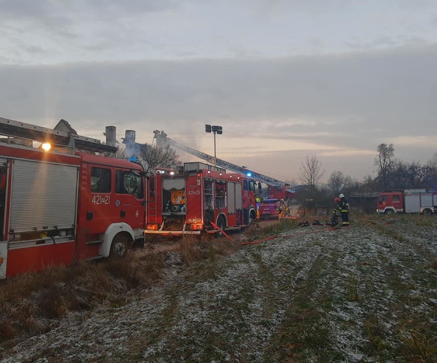 Pożar domu jednorodzinnego w Mnichowie. Ogień objął cały budynek