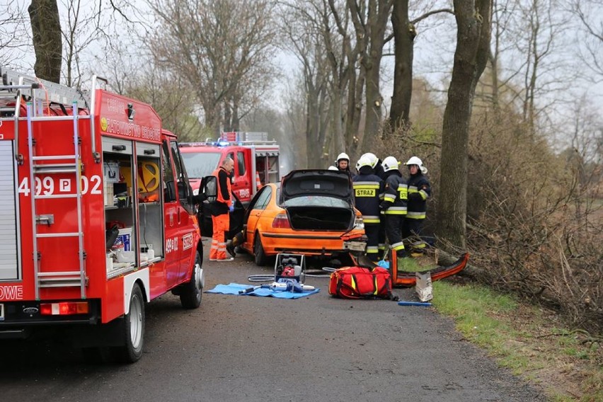 GROŹNY WYPADEK: Dwie osoby ranne w wyniku uderzenia autem w drzewo pod Baszkowem