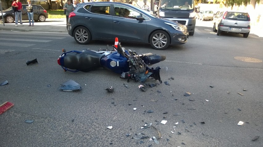 Wypadek motocyklisty na Targowej w Łodzi