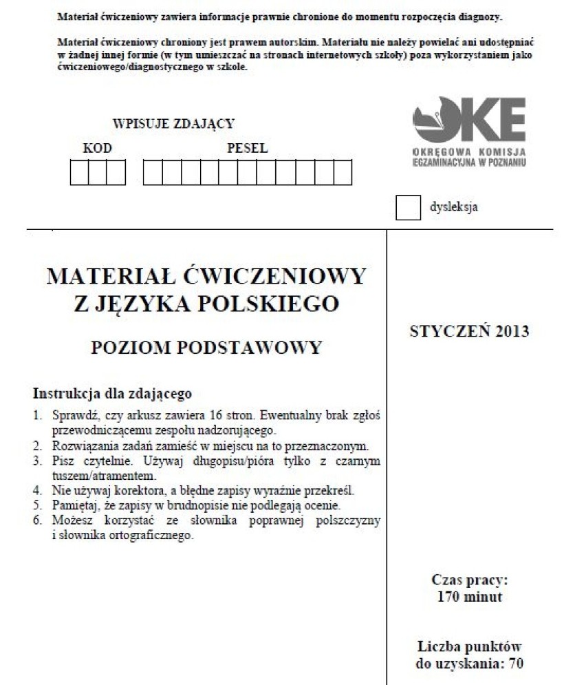 Próbna matura 2013 - język polski - poziom podstawowy -...