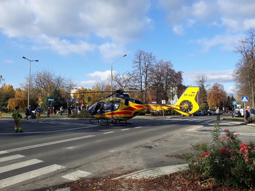 Helikopter LPR wylądował na skrzyżowaniu w Oświęcimiu