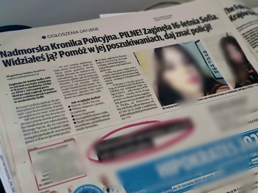 Apel o informacje w sprawie zaginięcia 16-letniej Sofii