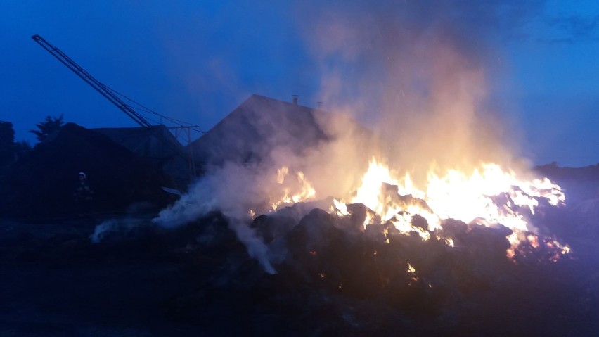 Wieli pożar słomy w miejscowości Przystajnia Folwark w gminie Brzeziny. ZDJĘCIA