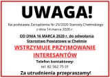 Chełmskie Starostwo Powiatowe wstrzymuje przyjmowanie interesantów 