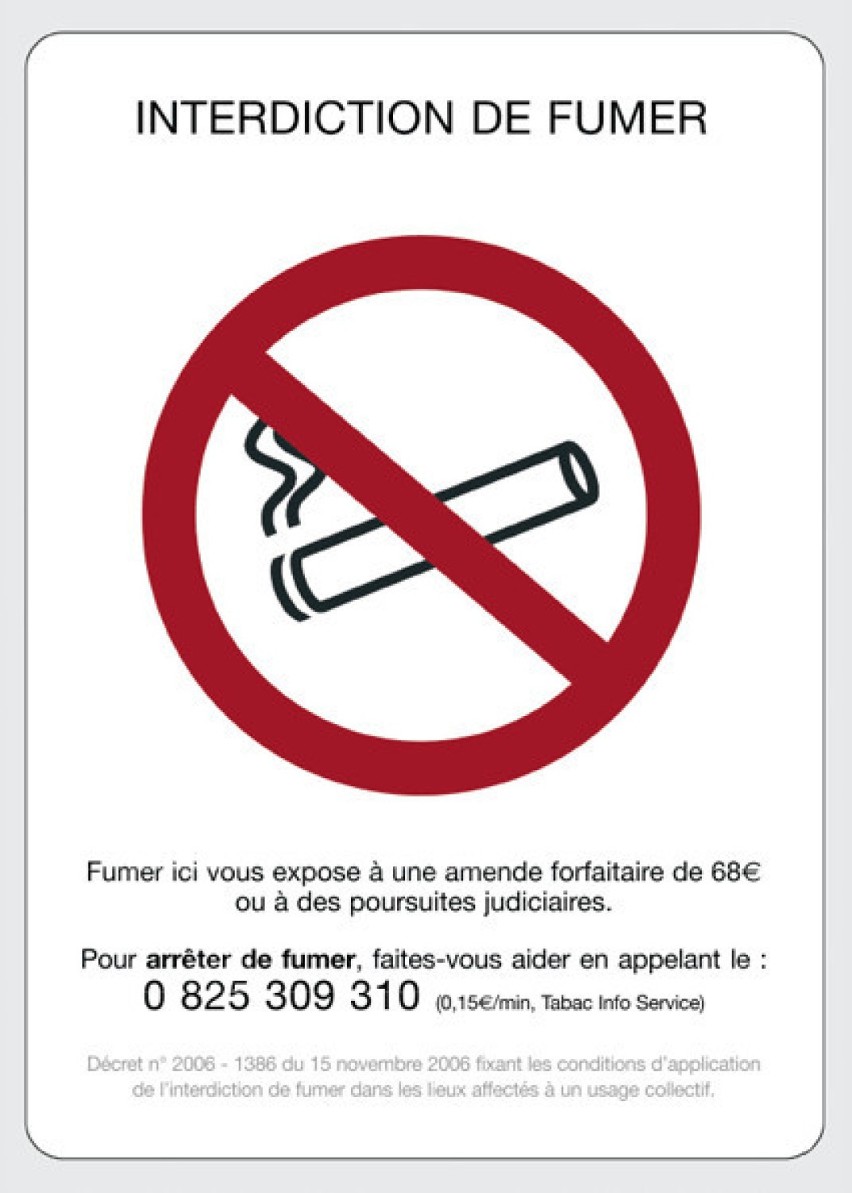 Ogólnodostępny plakat informujący o zakazie palenia w...