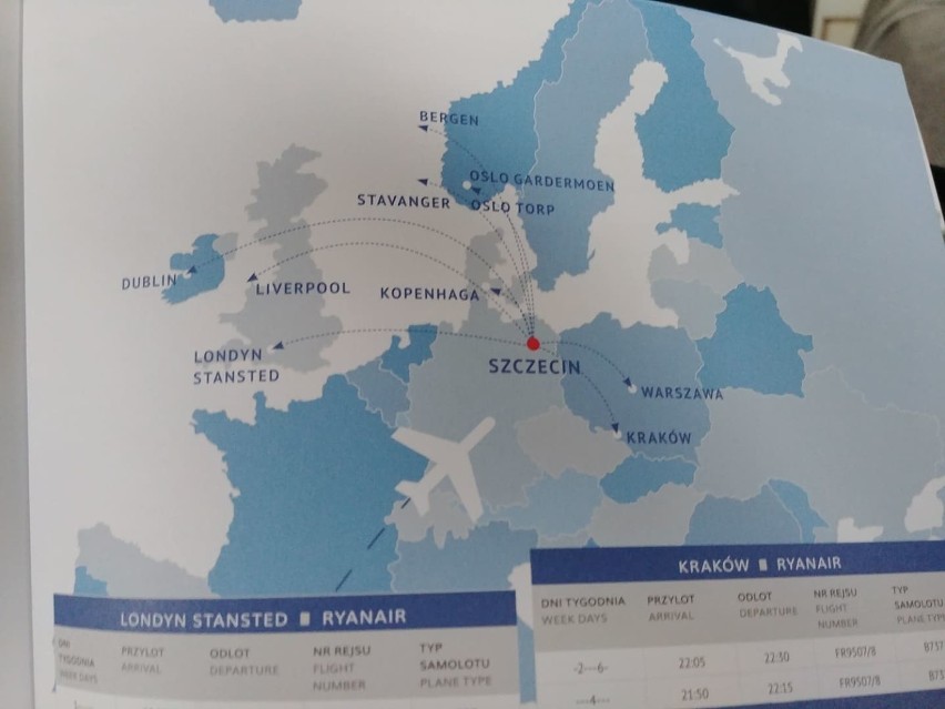 Niezbyt dokładna lokalizacja Szczecina w reklamie Ryanaira