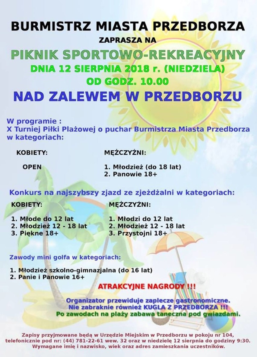 Gmina Przedbórz zaprasza na piknik nad zalewem i X Turniej Piłki Plażowej 