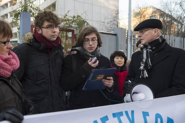 Łukasz i Filip podczas jednej z manifestacji w Berlinie