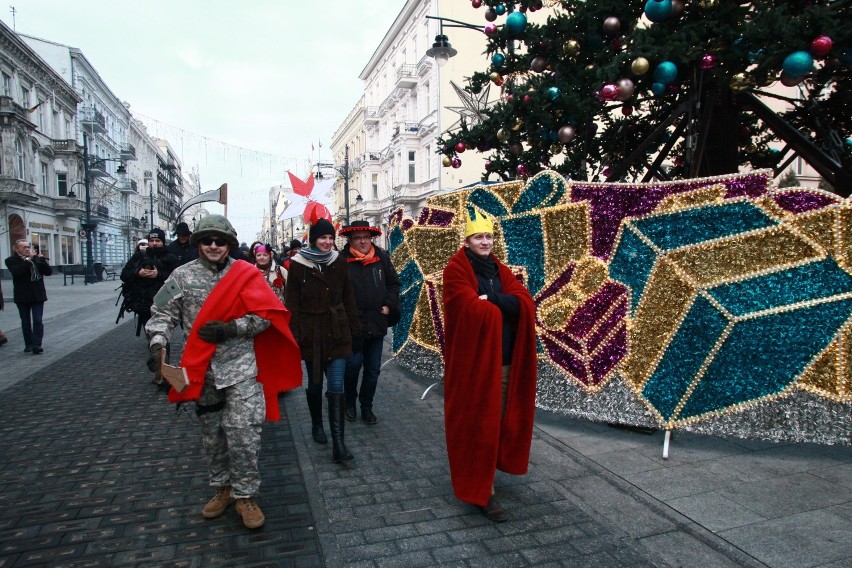 Jasełka KOD na Piotrkowskiej