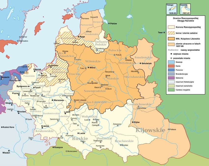 W XVII w. Polska osiągnęła swój największy zasięg...