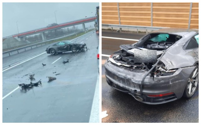 Porsche rozbiło się na autostradzie A1 niedaleko Włocławka