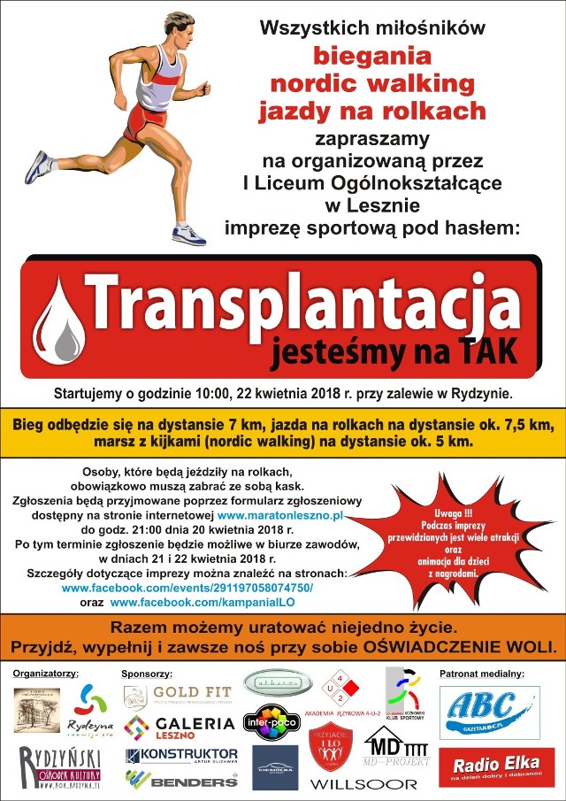 "Transplantacja, jesteśmy na tak" - akcja I Liceum Ogólnokształcącego w Lesznie