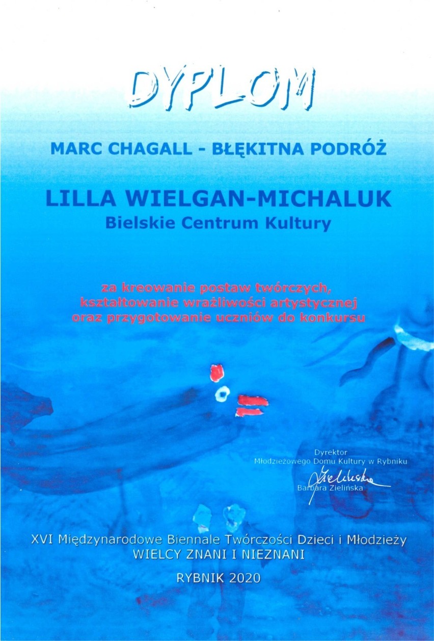 Sukces młodej bialczanki w XVI Międzynarodowym Biennale Twórczości Dzieci i Młodzieży