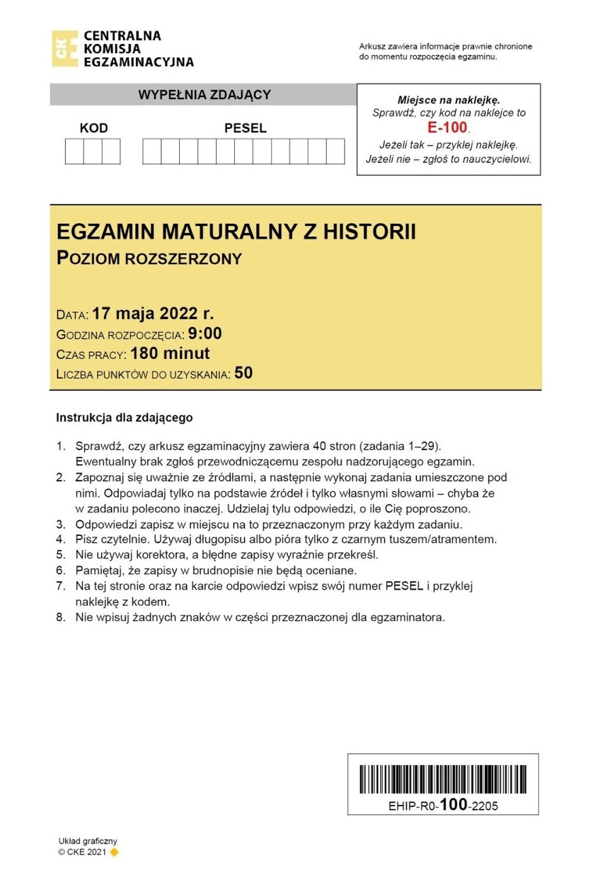 Matura z historii 2022 zakończyła się. Mamy arkusz CKE i odpowiedzi! Jak wygląda egzamin maturalny z historii? Czy zadania były trudne? 