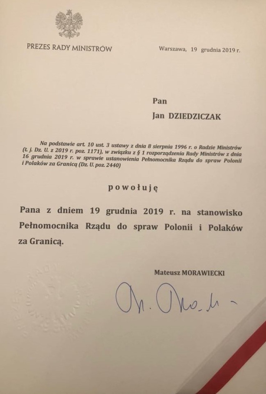 Nowa funkcja posła Jan Dziedziczaka. Został pełnomocnikiem rządu