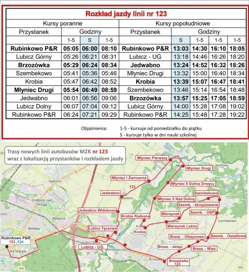Toruń 2024. Od 2 stycznia pojedziemy autobusami MZK z Torunia do Lubicza i Obrowa i z powrotem